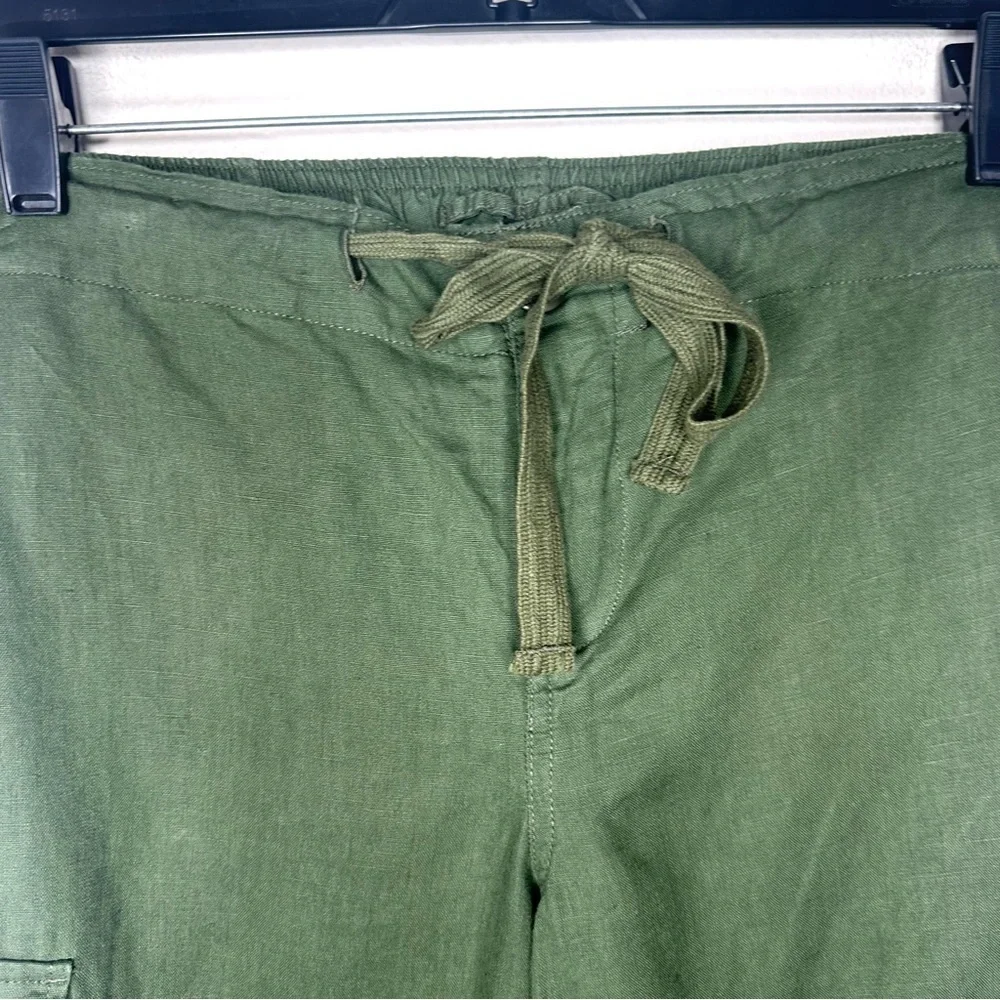 J. Crew Linen Blend Green Cargo Pants for Women Size 2